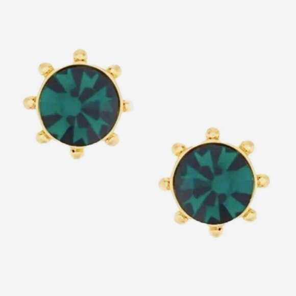 NWT - Kate Spade Flying Colors Green & Gold Stud Earrings - Picture 1 of 5